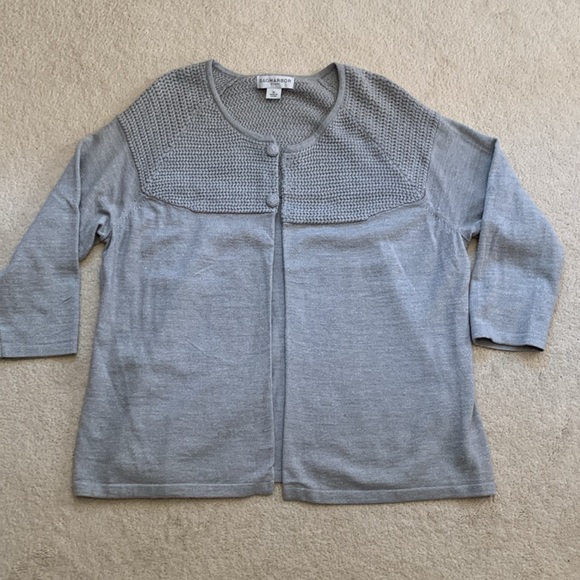Sag Harbor Grey Sparkle 2 Button Cardigan Sweater 3/4sleeve size 1X - Picture 7 of 11